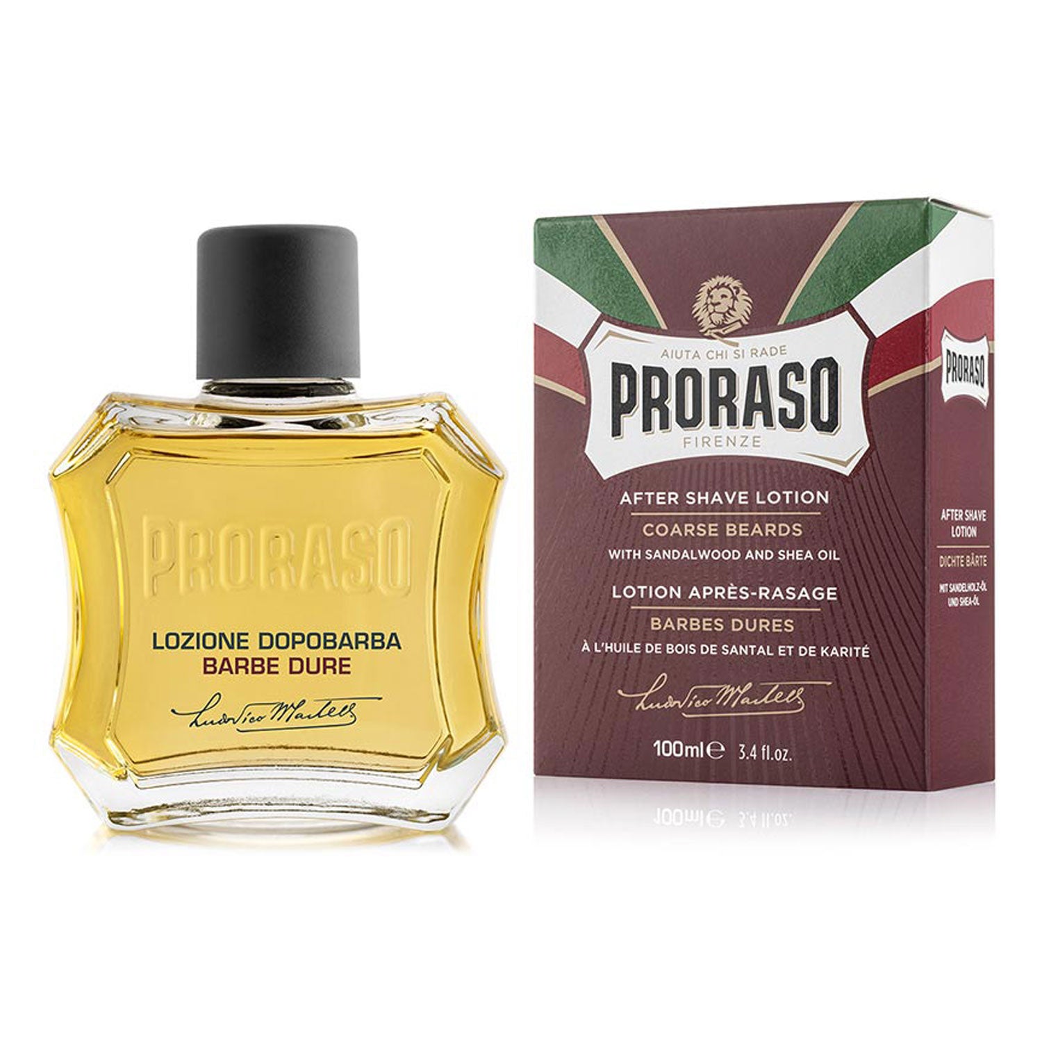 Proraso Aftershave Lotion (Red) Sandalwood & Shea Oil 100ml - Orcadia
