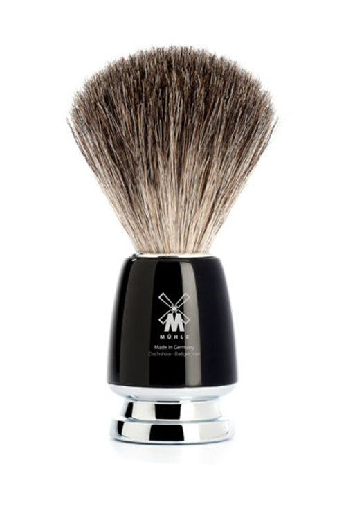 Muhle Rytmo Pure Badger Hair Shaving Brush with Black Resin Handle - Orcadia