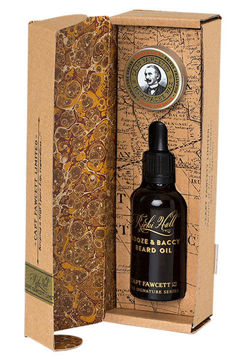 Captain Fawcett Ricki Hall Booze & Baccy Beard Oil & Moustache Wax Gift Set - Orcadia