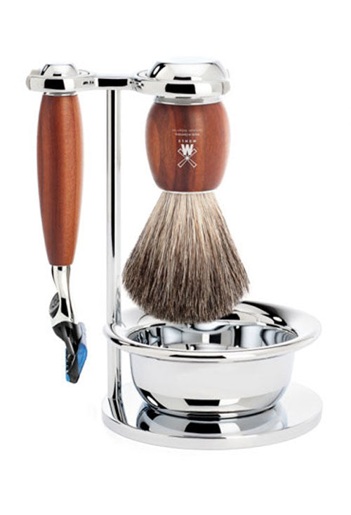 Muhle Vivo 4 Piece Plum Wood Shaving Set Gillette Fusion S81 H331 SF - Orcadia